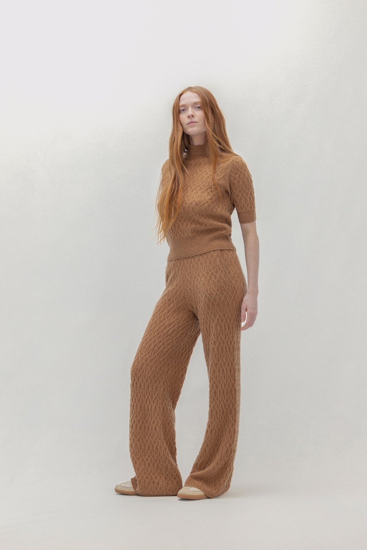 CABLE KNIT MOCK NECK