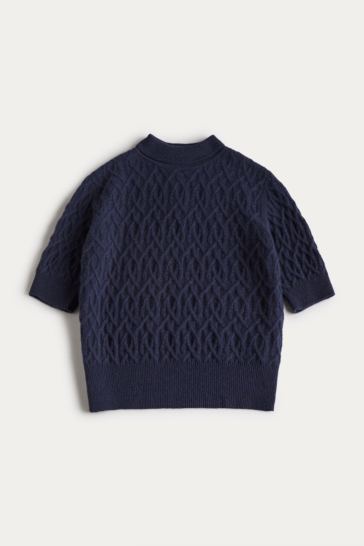 CABLE KNIT MOCK NECK