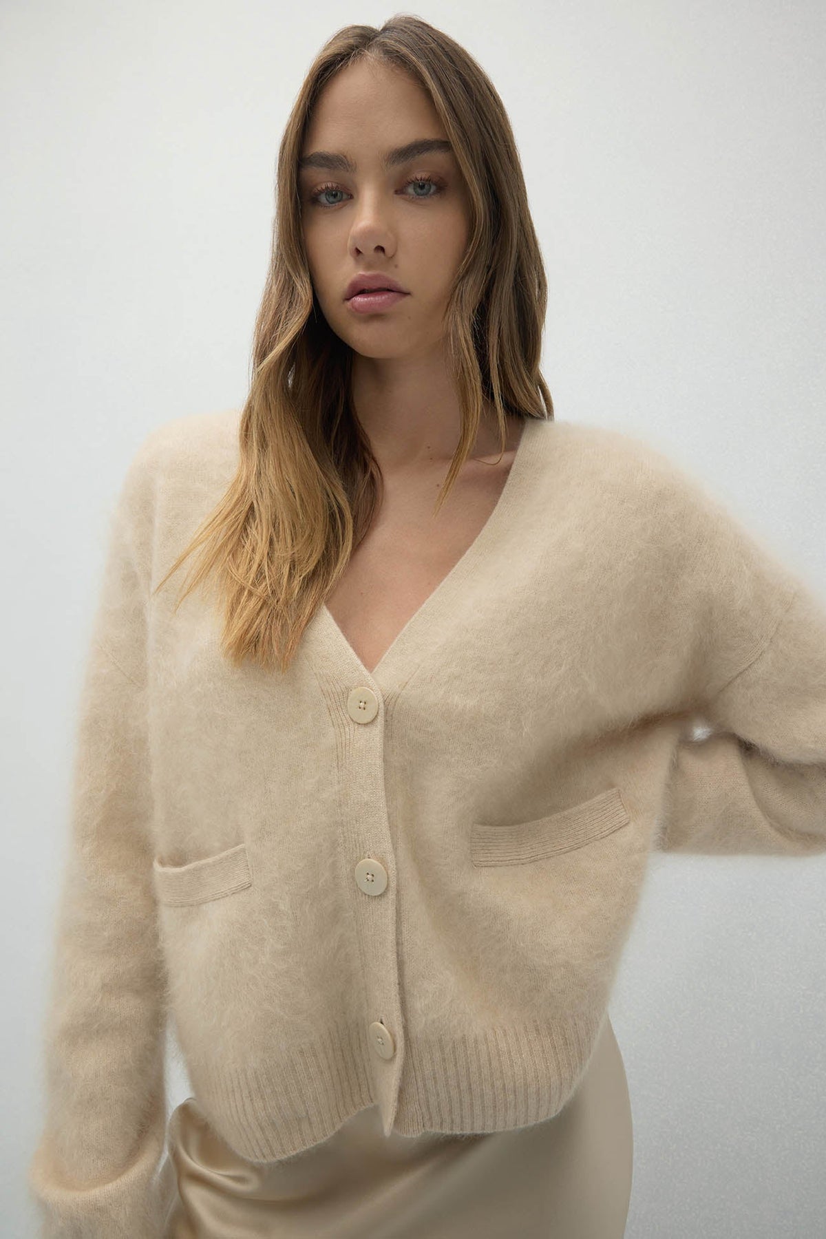 MICHAELA BRUSHED CASHMERE CARDIGAN
