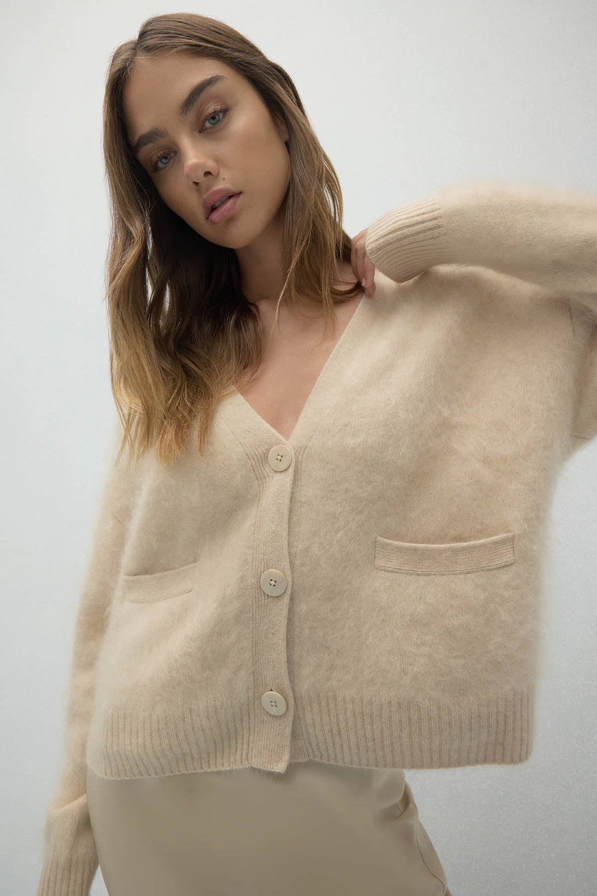 MICHAELA BRUSHED CASHMERE CARDIGAN