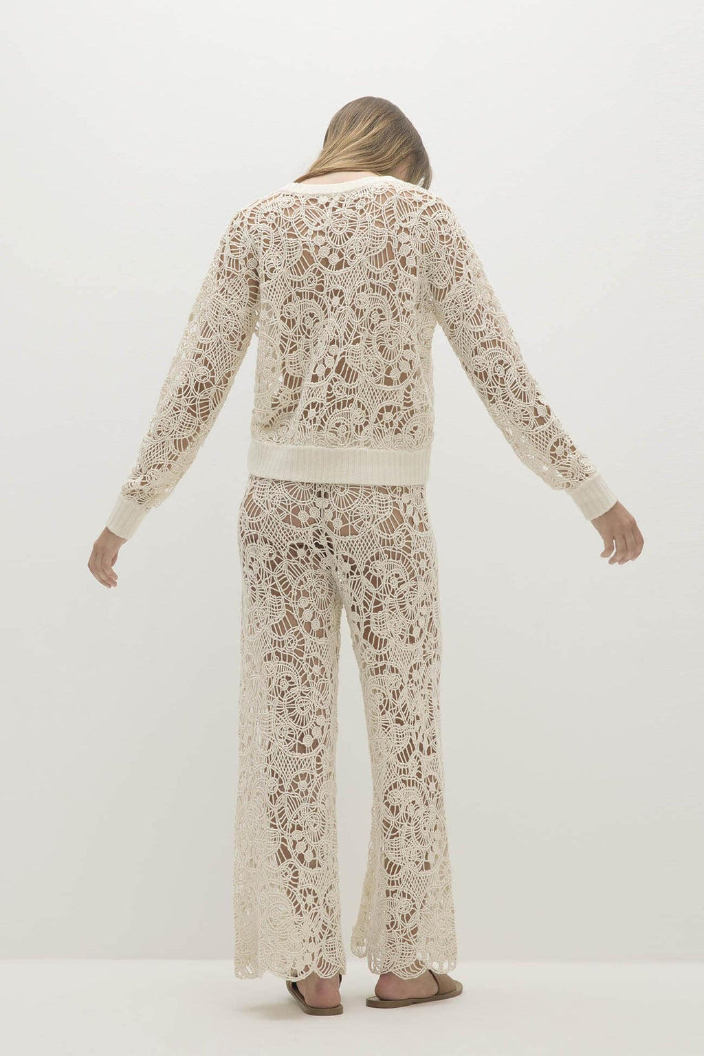 MONICA CROCHET CASHMERE BLEND CREWNECK