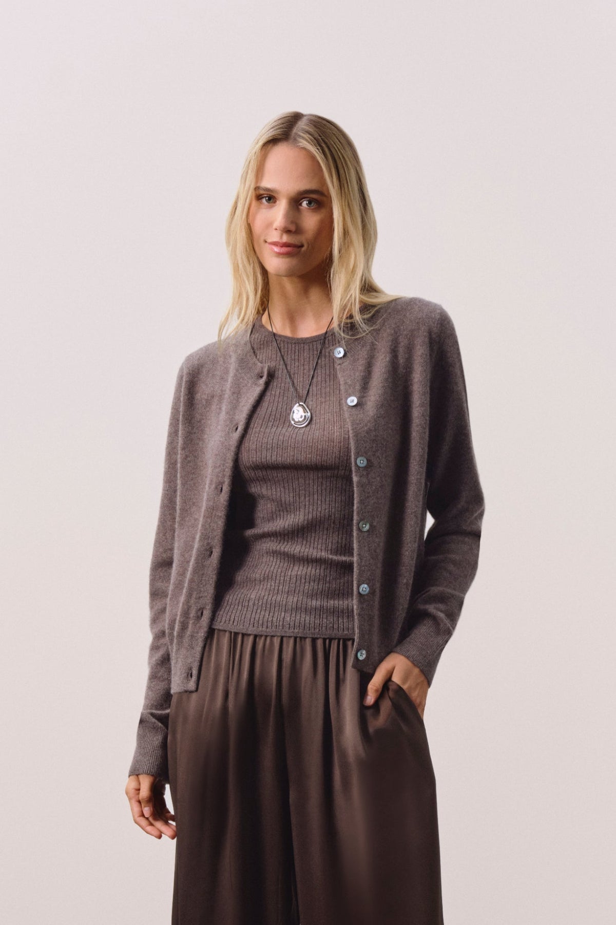 JAYLA BUTTON-UP CASHMERE CARDIGAN