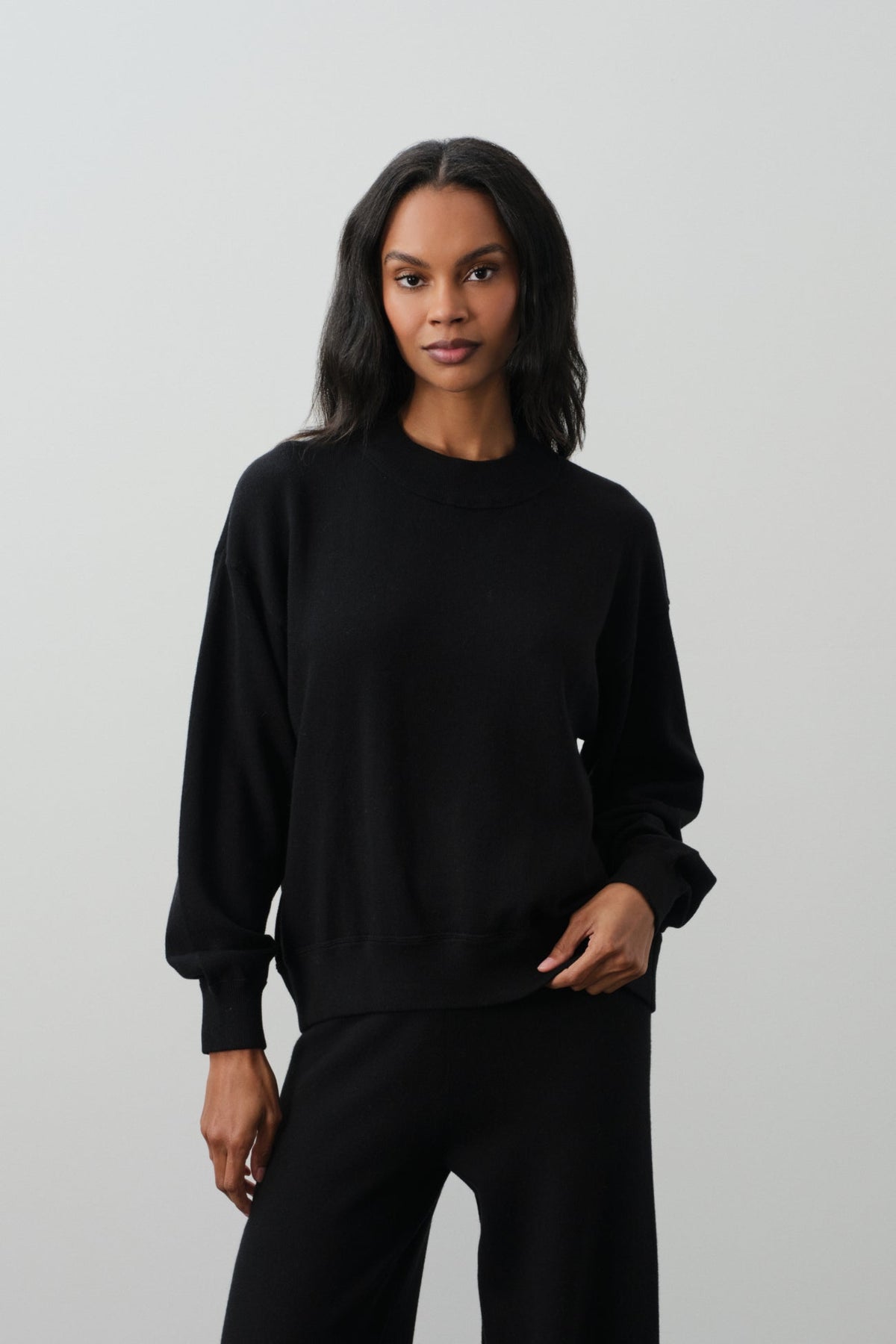 BIANKA COTTON CASHMERE CREWNECK PULLOVER