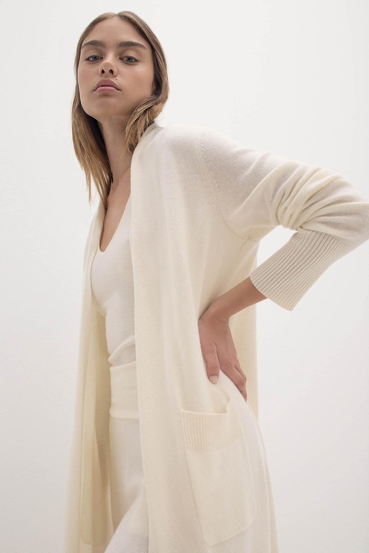 CARMELA LONGLINE CASHMERE CARDIGAN