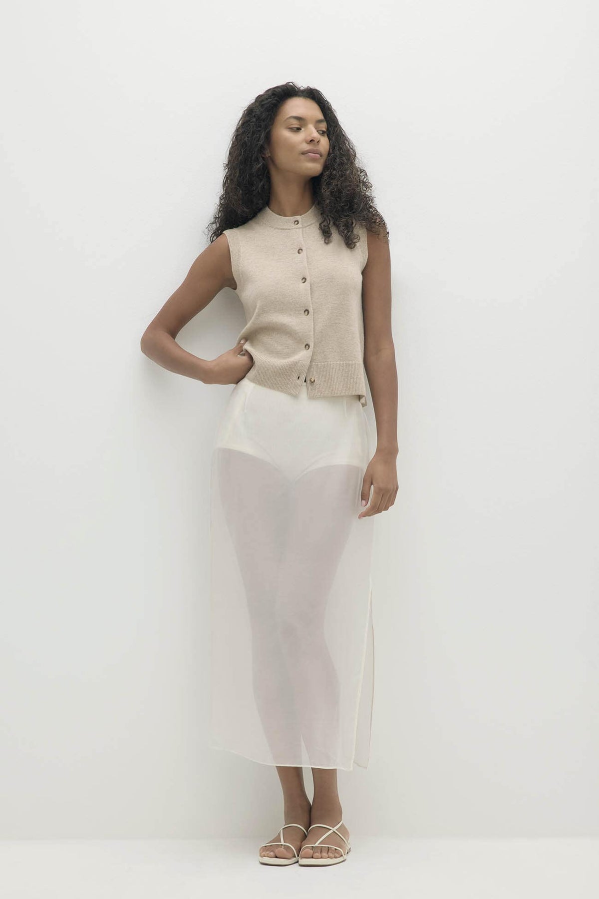 EMMALINE BUTTON-UP CASHMERE SWEATER VEST