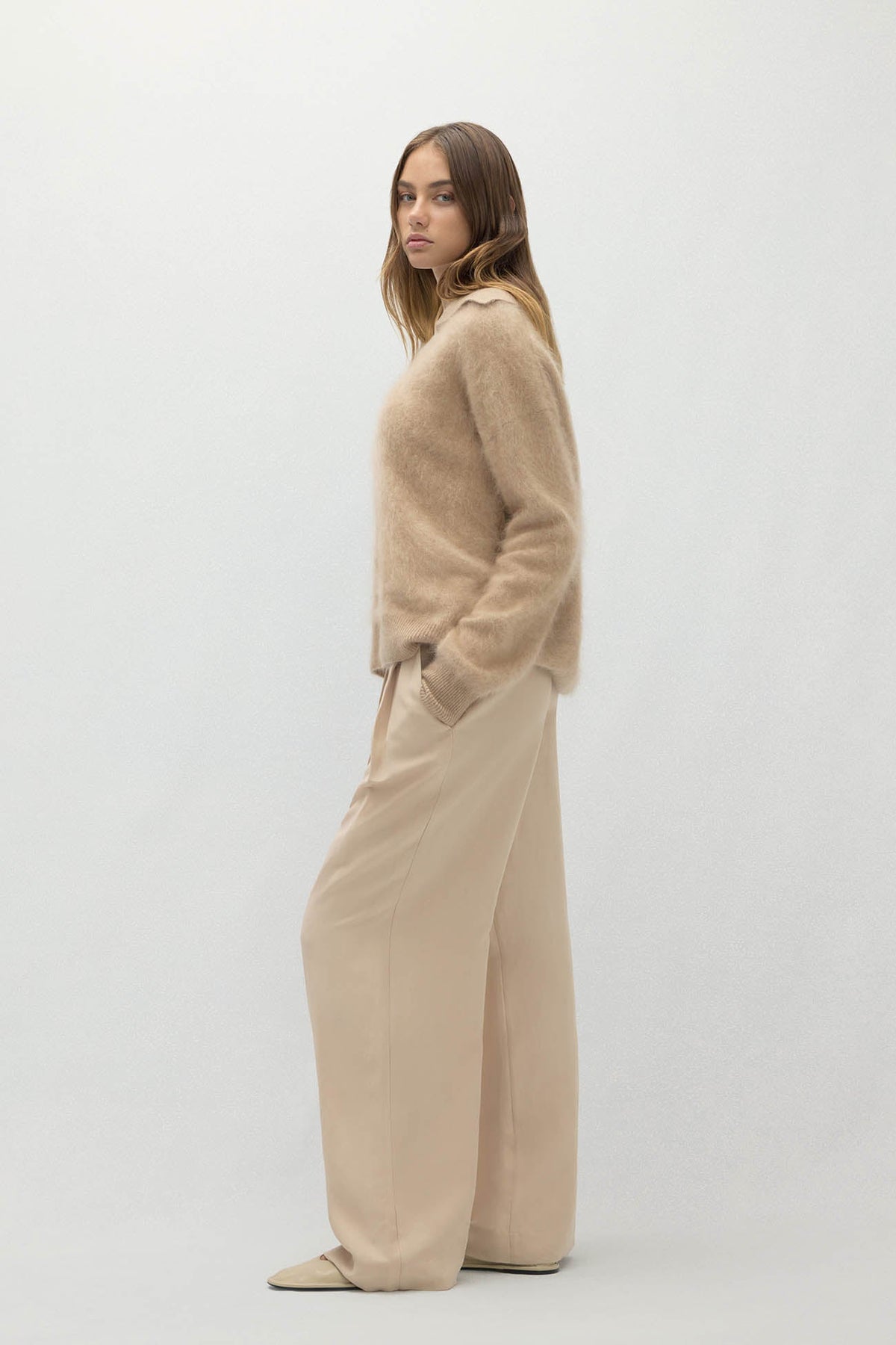 EVELINA BRUSHED CASHMERE POLO