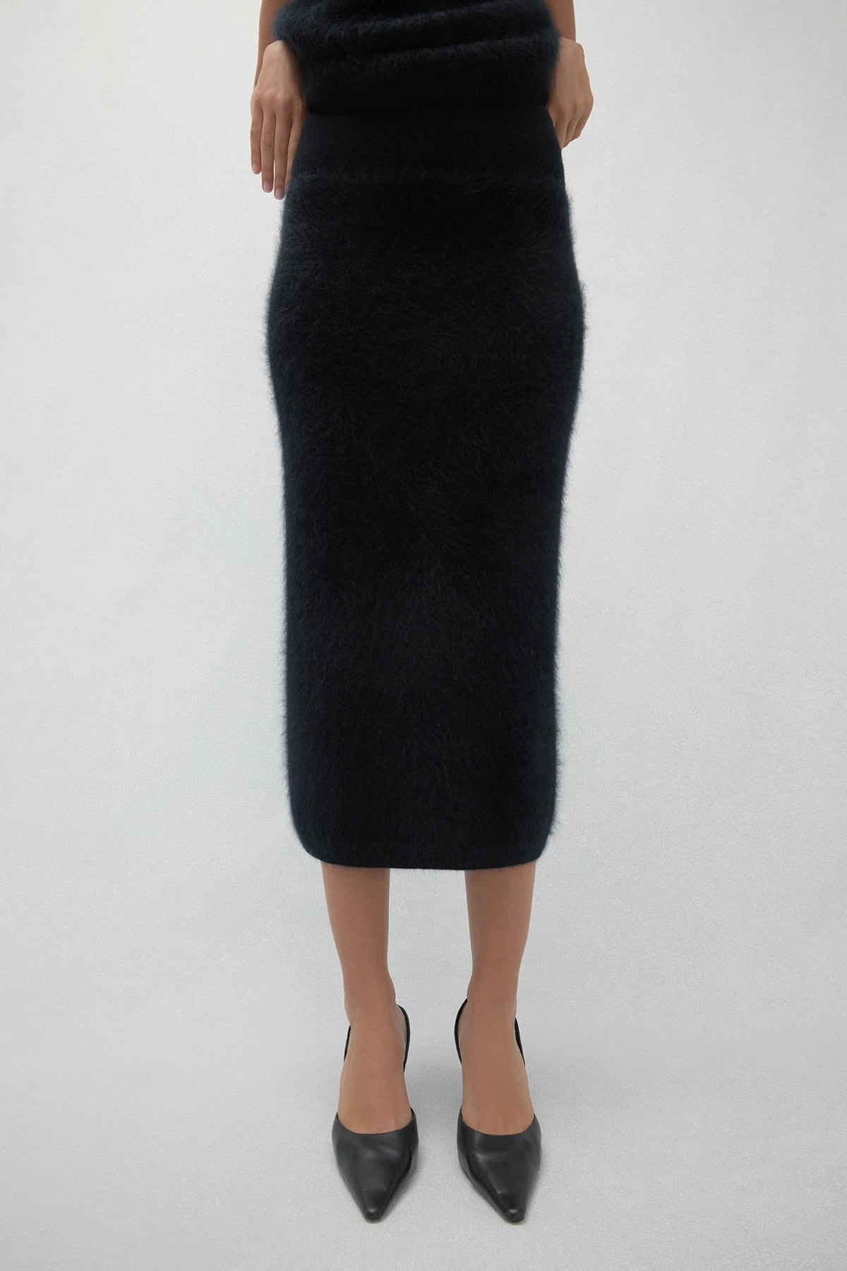 FRANCESCA BRUSHED CASHMERE MIDI SKIRT