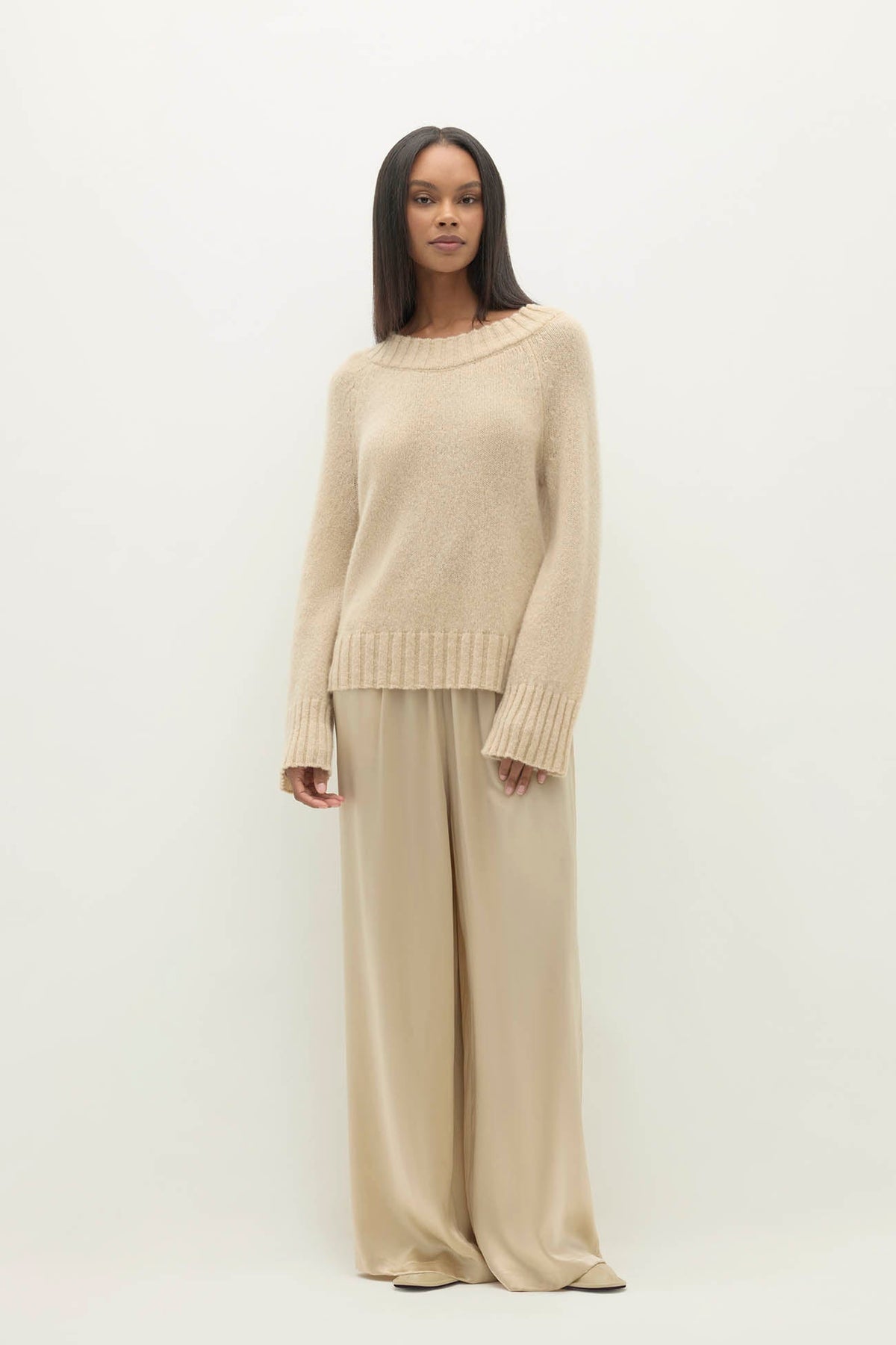 GIORGIA CLOUD SPUN CASHMERE OFF THE SHOULDER SWEATER