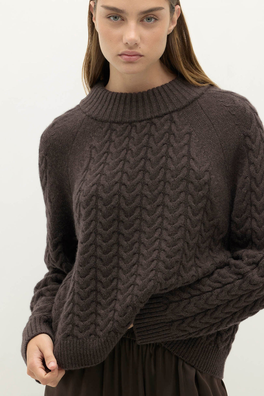 BAILEY CABLEKNIT MOCK NECK