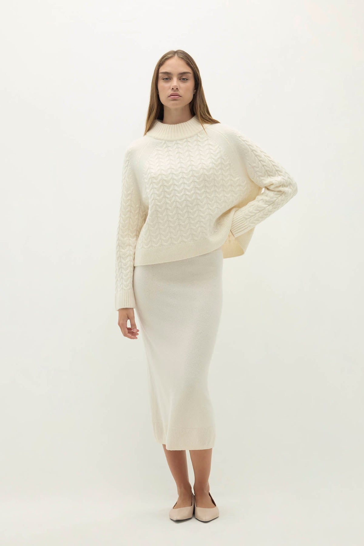 BAILEY CABLEKNIT MOCK NECK