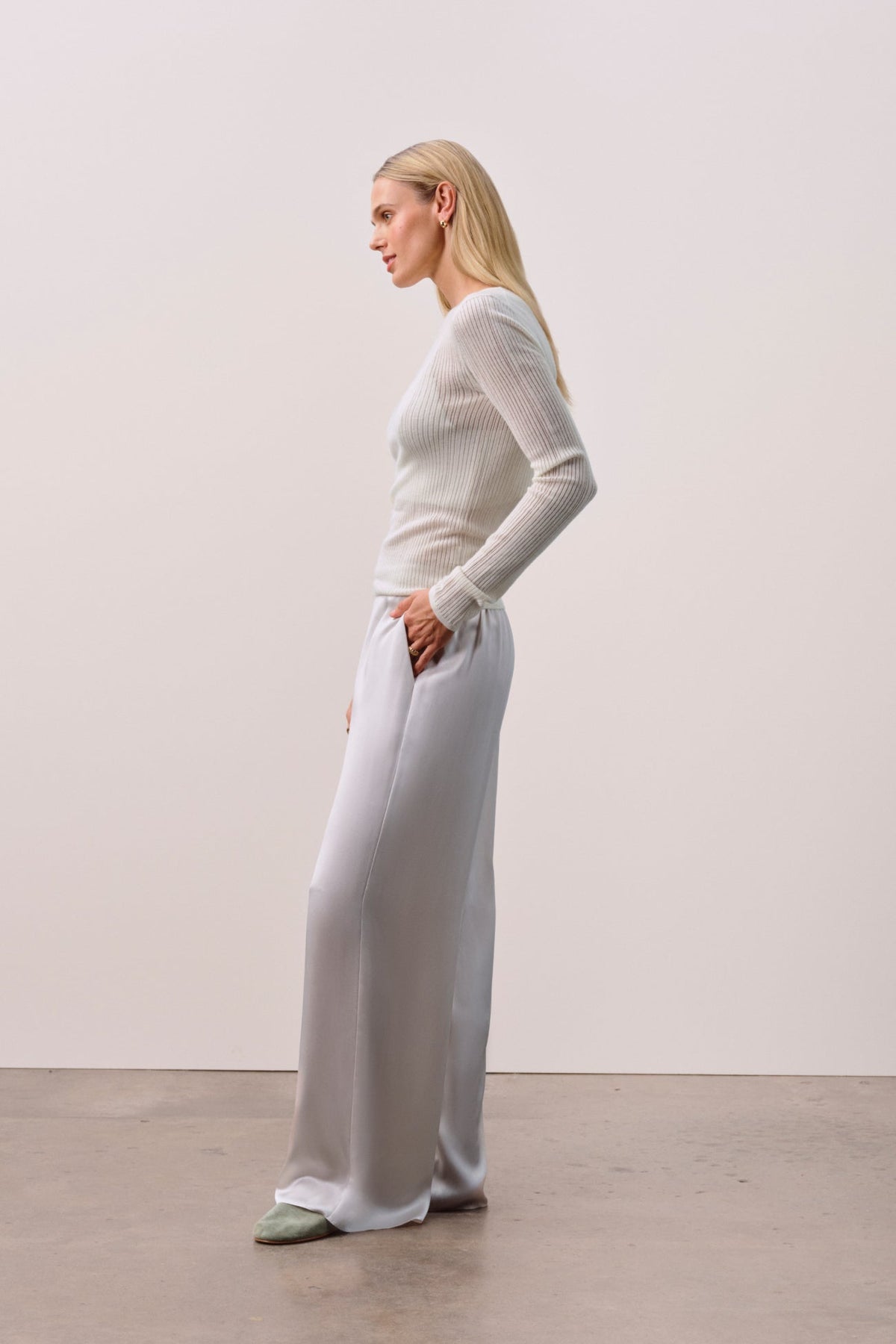 MABLE TRELLIS LONG SLEEVE CASHMERE TEE