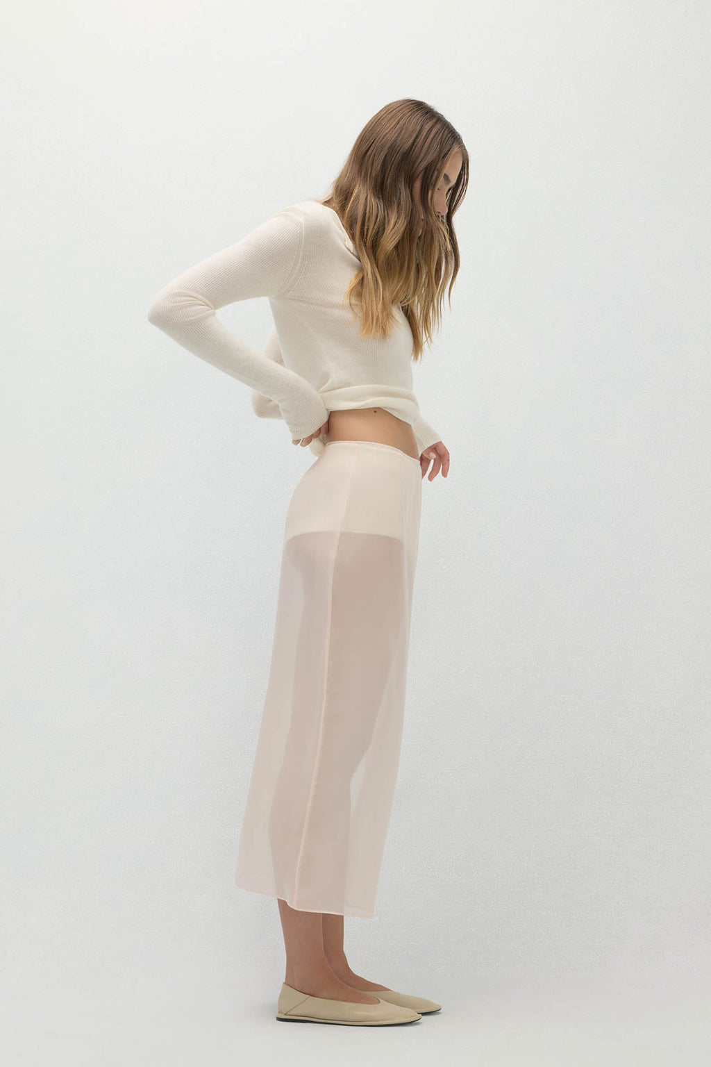 MARISSA SILK ORGANZA MIDI SKIRT