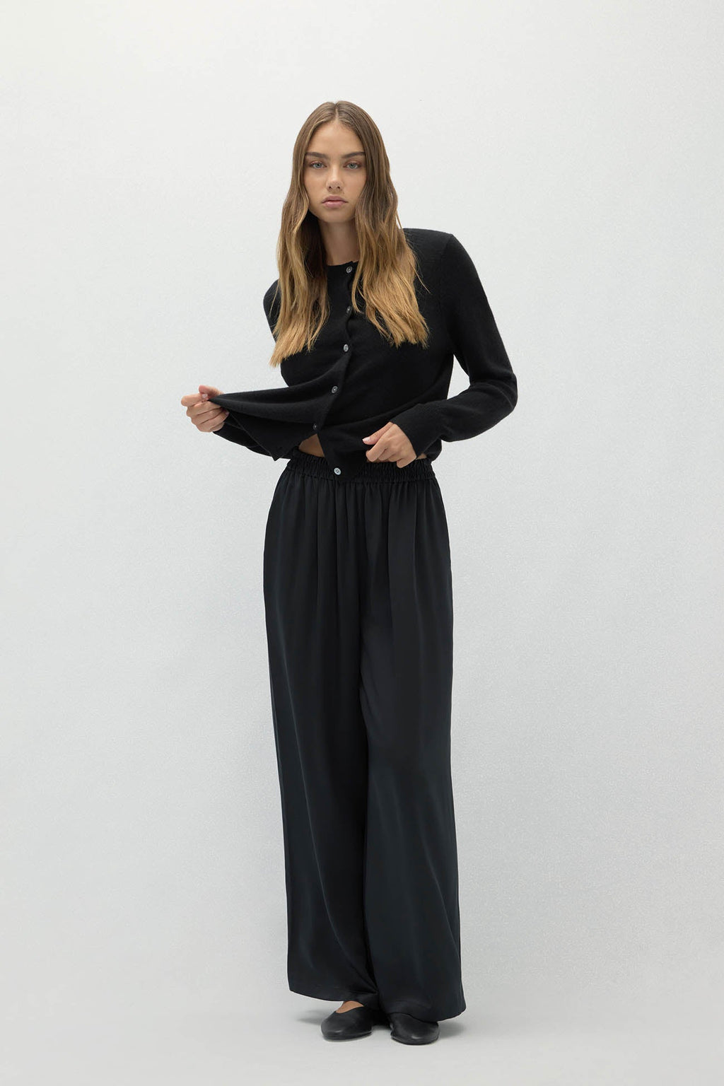 EVAN SILK WIDE LEG PANT | 30" INSEAM